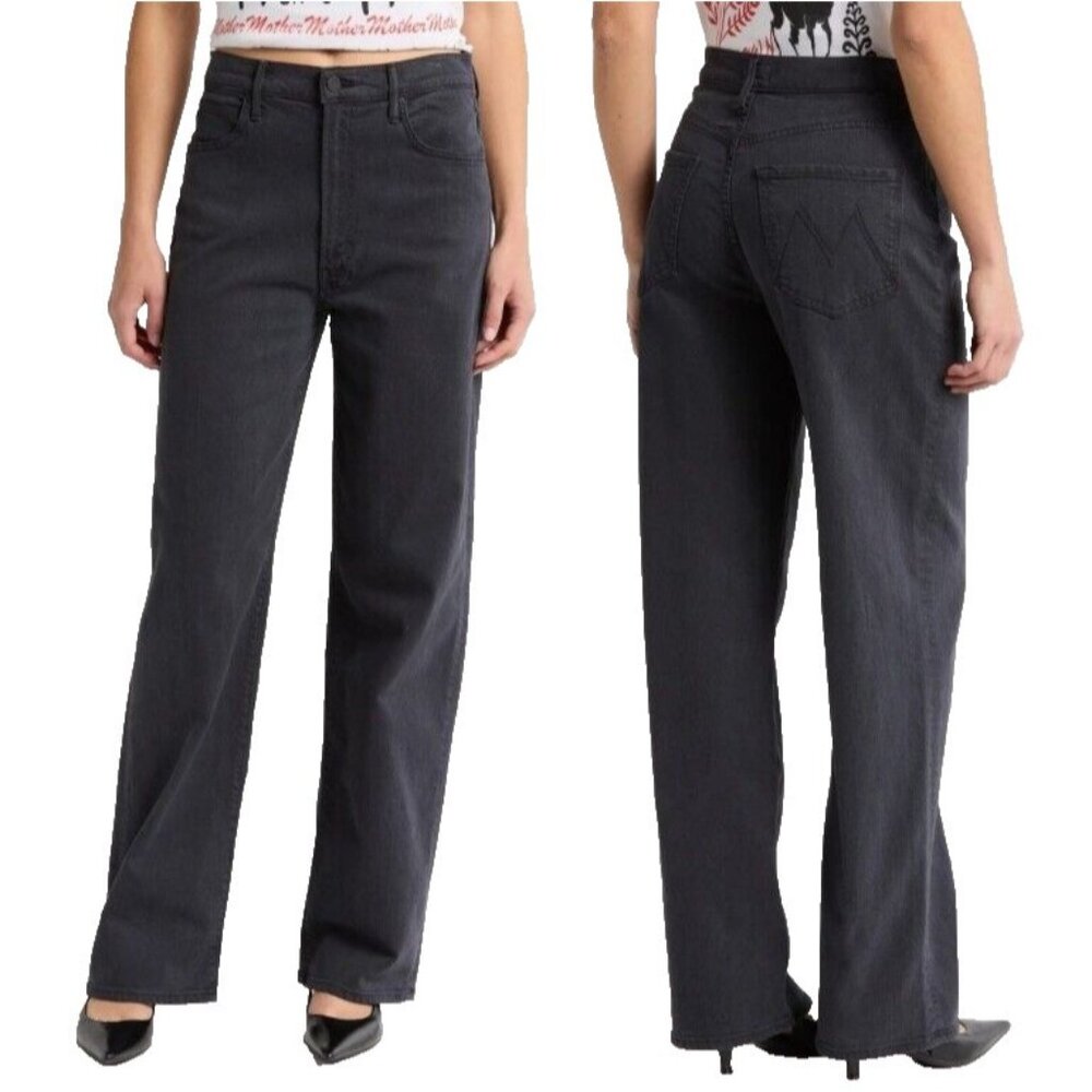 MOTHER Straight Leg Jeans in Charcoal Black